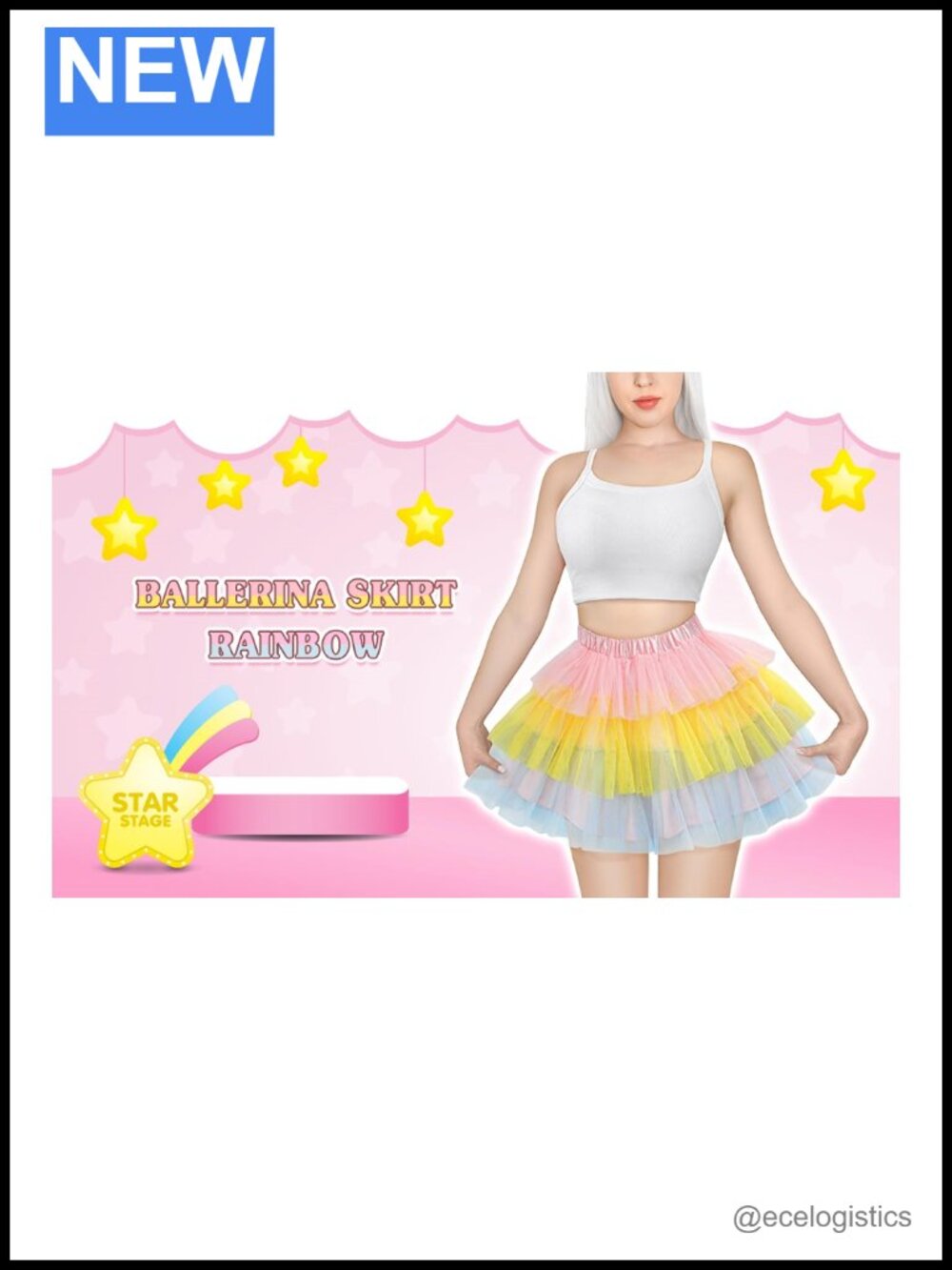 Tulle Puffy Petticoat Tutu Ballet Bubble Skirt with Elastic Waist - Picture 6 of 6